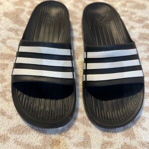 Adidas Black and White Slide Sandals